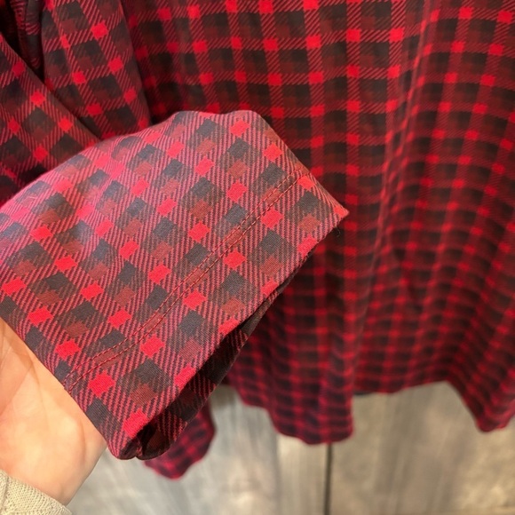J Jill 3X Top Luxe Supima Everyday Tunic V-Neck Red Black Plaid - Picture 7 of 9